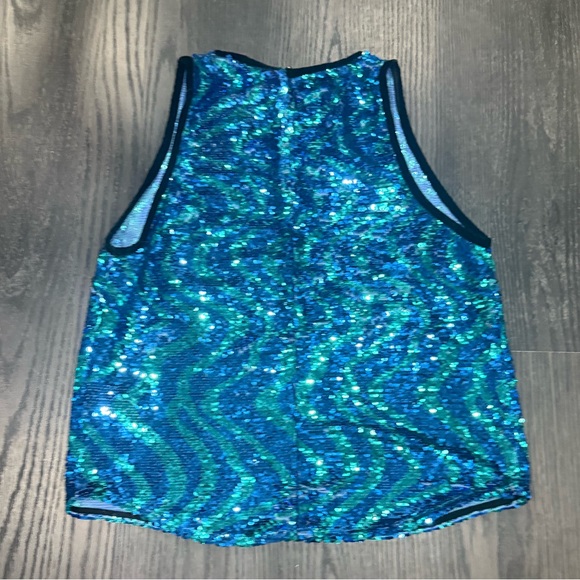 Zara Teal and Black Sequin Top - Picture 5 of 7